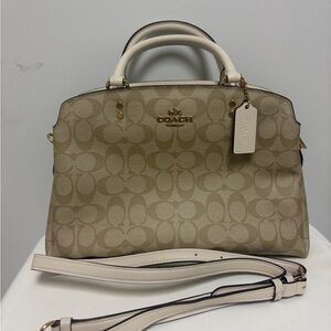Coach Beige and Cream Signature Handbag